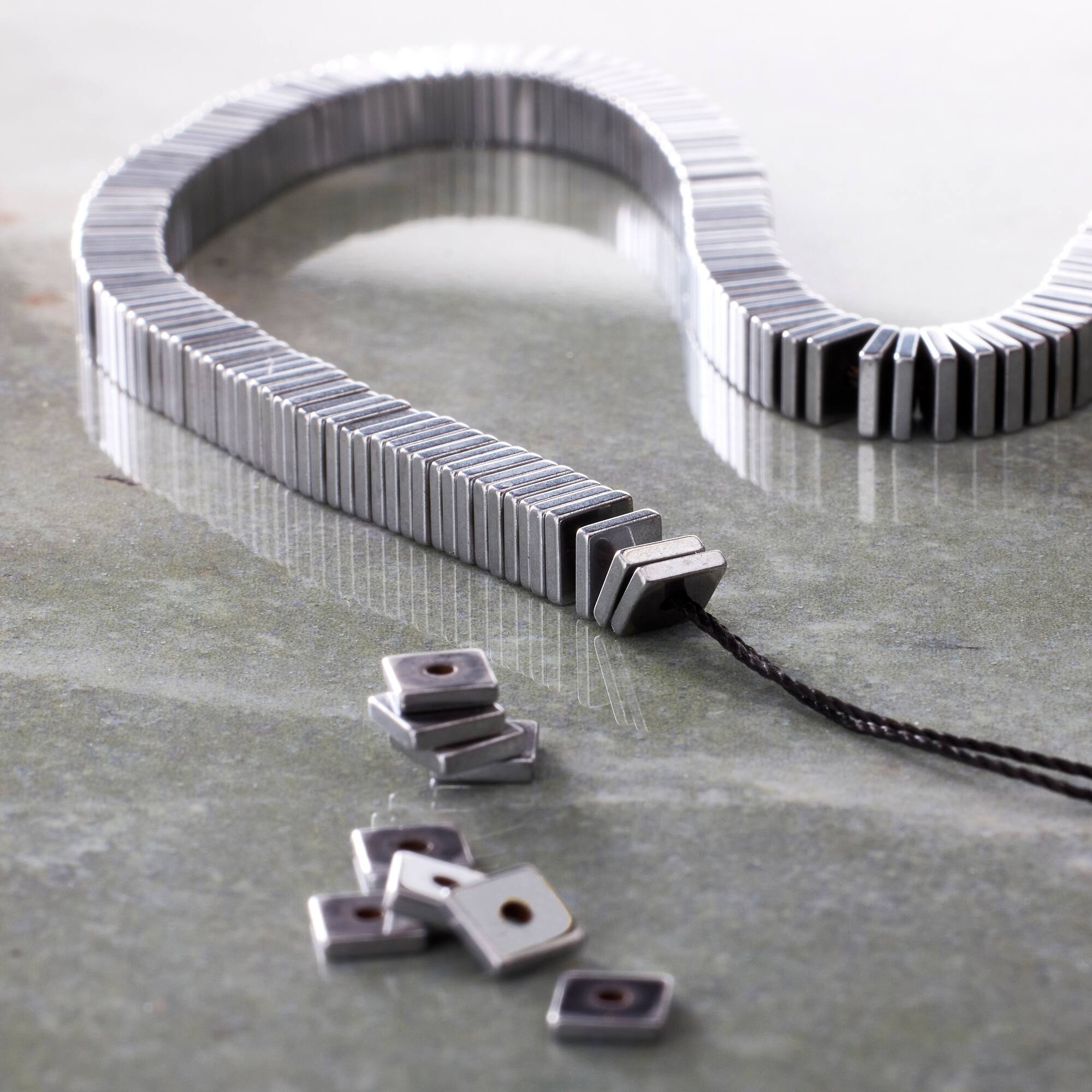 Silver Hematite Stone Square Beads, 4mm by Bead Landing™